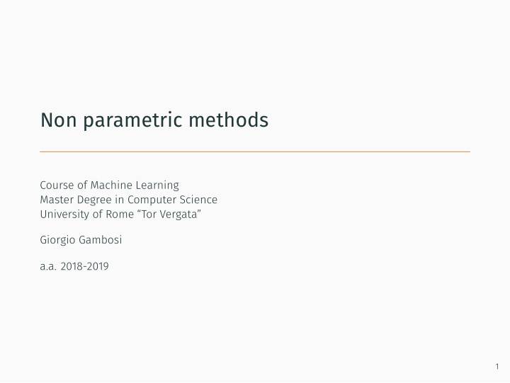 non parametric methods