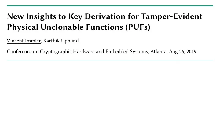 new insights to key derivation for tamper evident