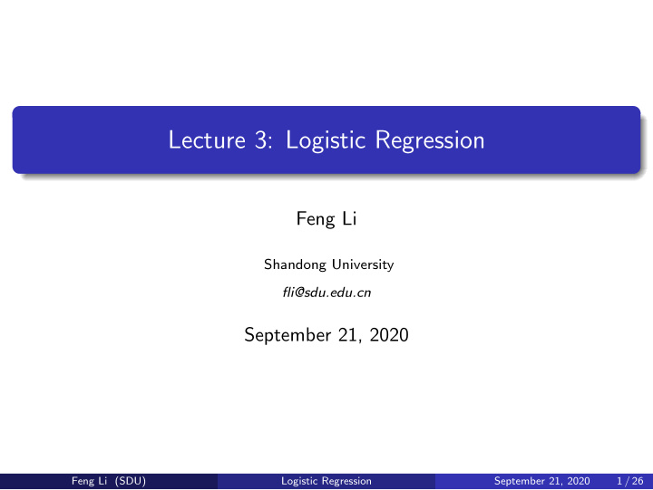 lecture 3 logistic regression