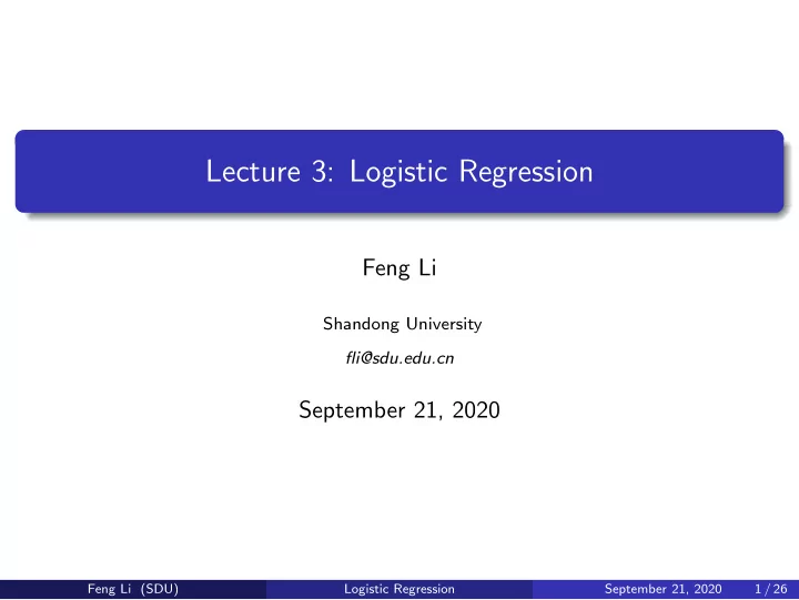 lecture 3 logistic regression
