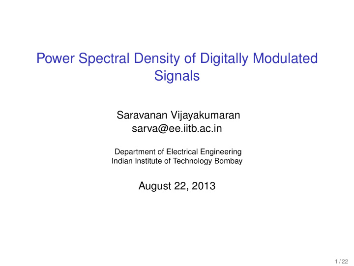 power spectral density of digitally modulated signals