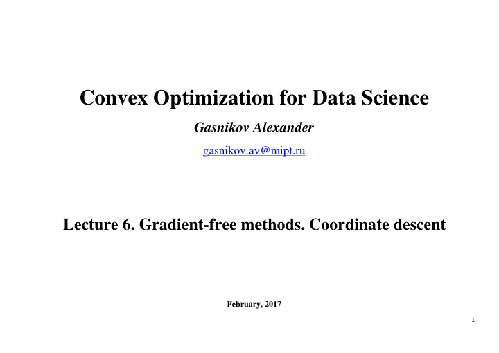convex optimization for data science