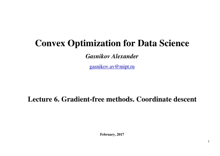 convex optimization for data science