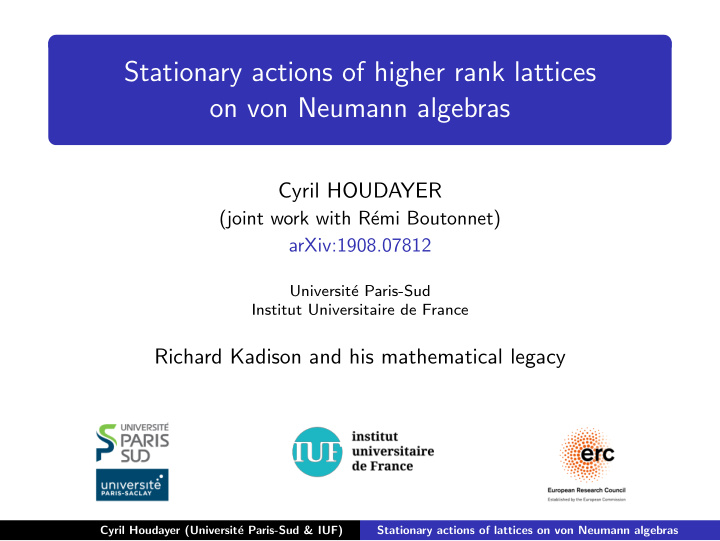 stationary actions of higher rank lattices on von neumann