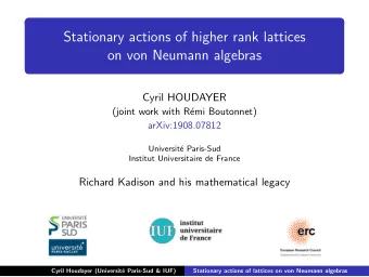 Stationary actions of higher rank lattices  on von Neumann algebras  Cyril HOUDAYER  (joint work