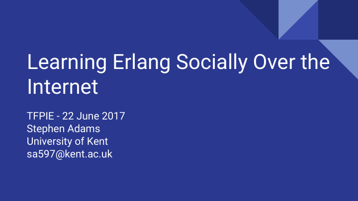 learning erlang socially over the internet