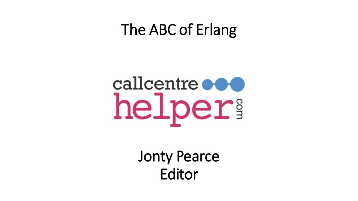 the abc of erlang jo jonty pearce