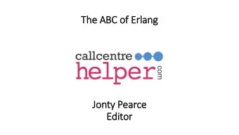 The ABC of Erlang  Jo  Jonty Pearce  Editor  The ABC of Erlang  In Historical Order  Erlang B