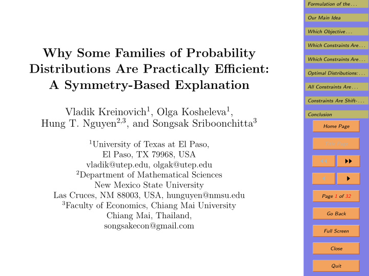 why some families of probability