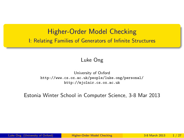 higher order model checking