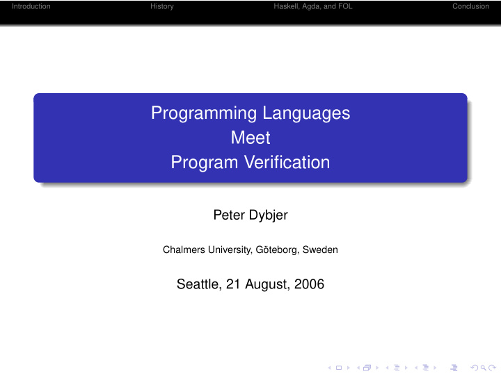 programming languages meet program verification