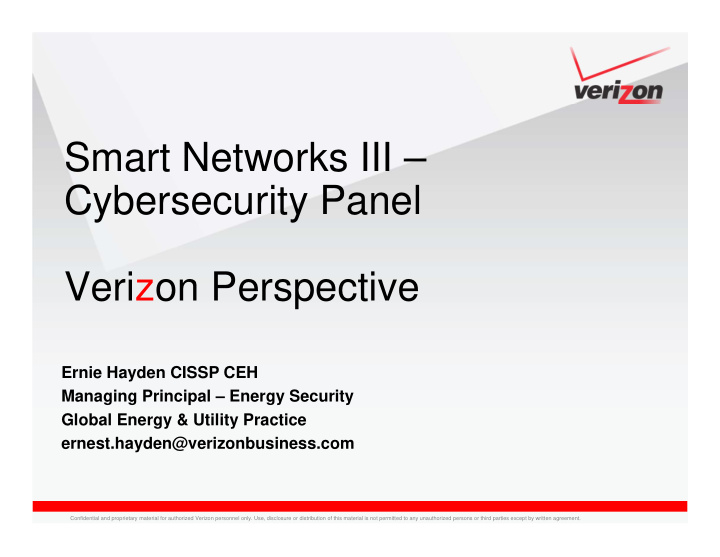 smart networks iii cybersecurity panel verizon perspective