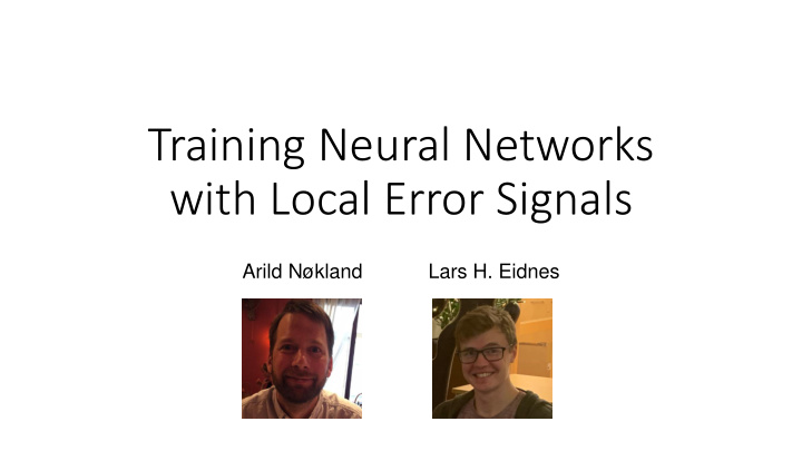 training neural networks