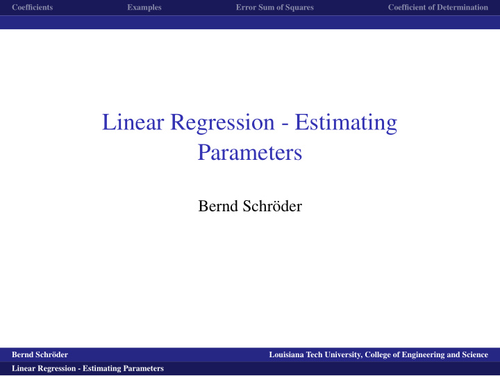 linear regression estimating parameters