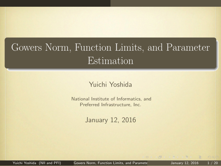 gowers norm function limits and parameter estimation