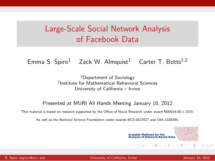 large scale social network analysis of facebook data