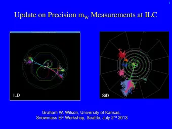 Update on Precision m W Measurements at ILC  ILD  SiD  Graham W. Wilson, University of Kansas,