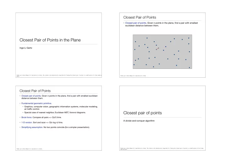 closest pair of points in the plane