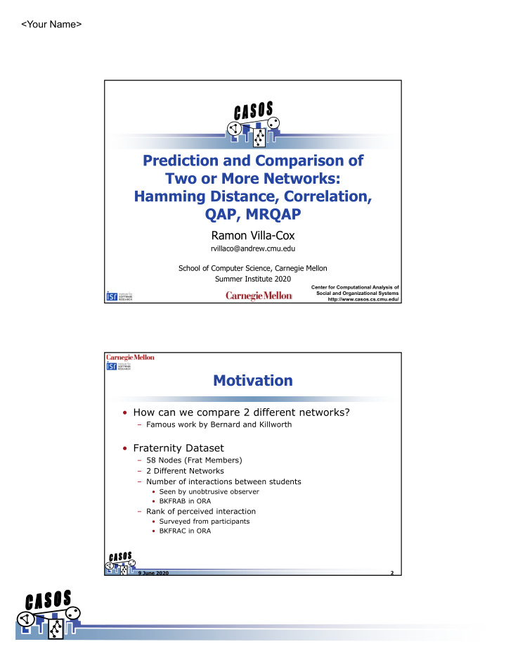 prediction and comparison of two or more networks hamming