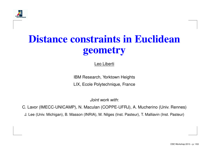 distance constraints in euclidean geometry