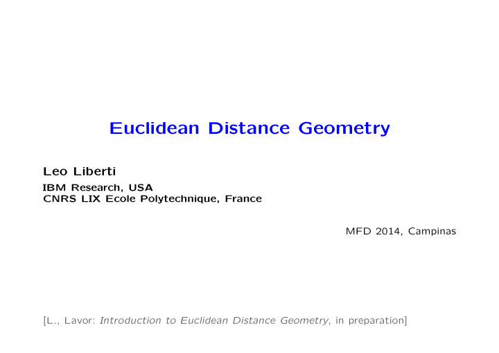 euclidean distance geometry