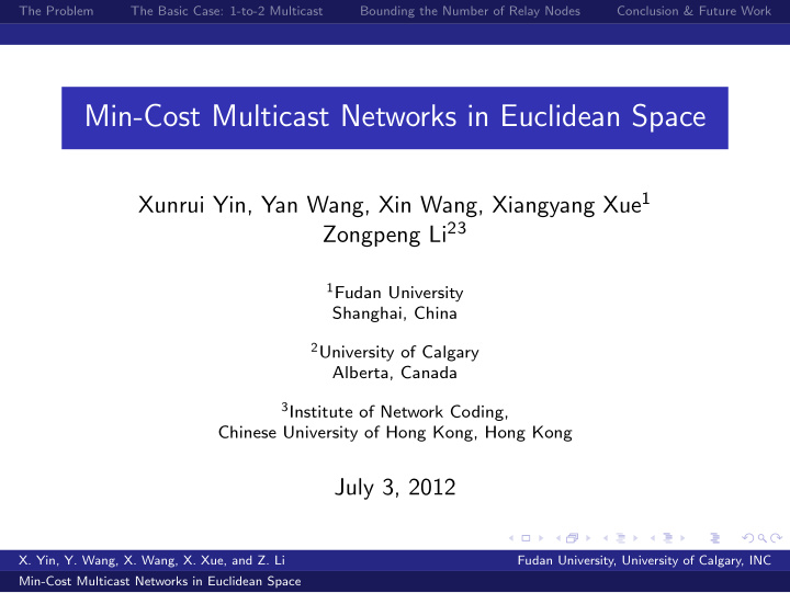 min cost multicast networks in euclidean space