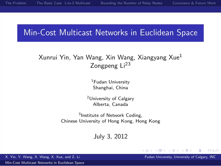 min cost multicast networks in euclidean space